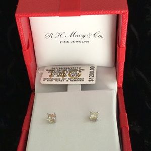 Classic 14k  White Gold Diamond Studs 1/2 carat T.W. Princess Cut